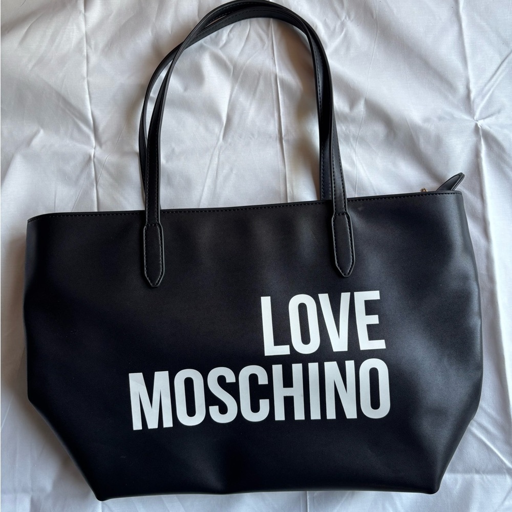 Love Moschino Black Tote with White Logo